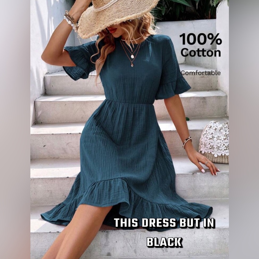 Flounce Sleeve Ruffle Hem Dress
